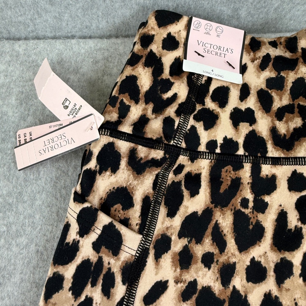Victoria's Secret Incredible Essential Legging Leopard Print Size 4 Long Pockets - Picture 2 of 11